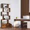 Costway Bookshelf with Cabinet 6-Tier S-Shaped Bookcase Storage Rack Rustic Brown/White/Black